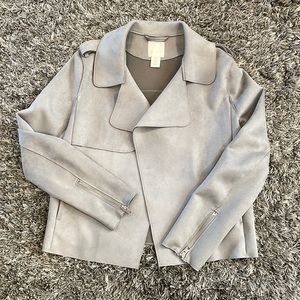 BNWOT H&M cropped faux suede leather Moto style jacket size 2